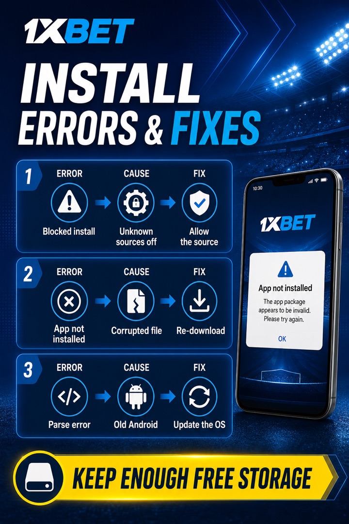 Infographic: fix common APK installation errors on Android.