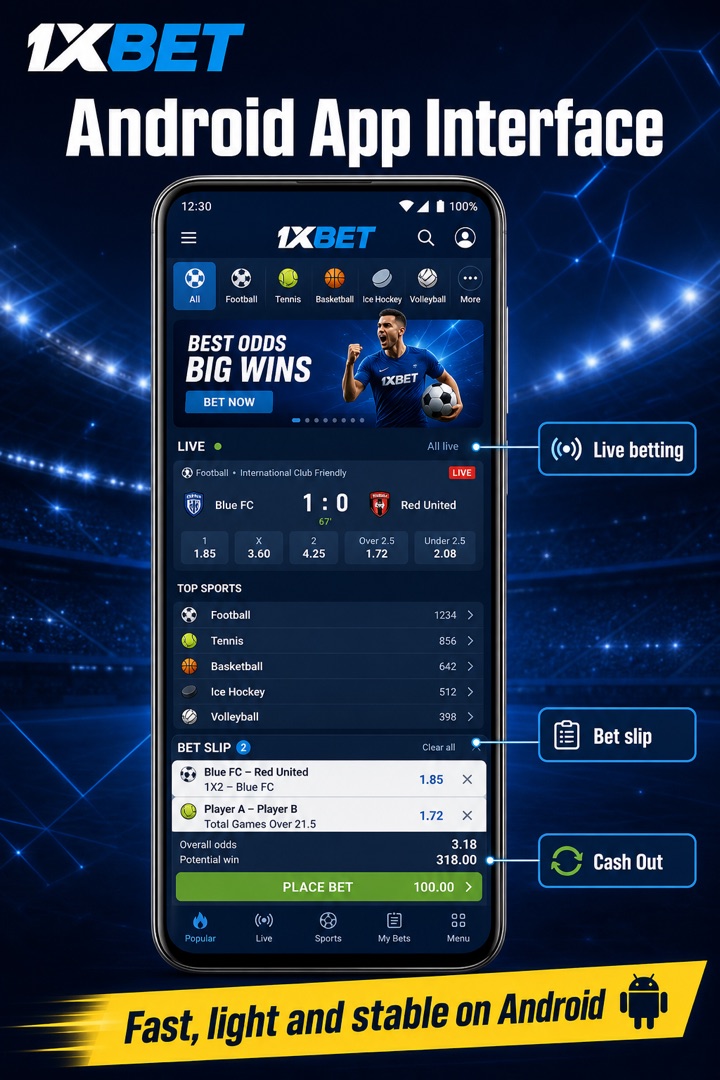 Infographic: understand the Android interface, sports, the bet slip and the balance.